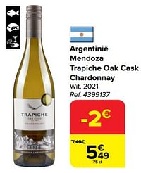 Argentinië mendoza trapiche oak cask chardonnay wit, 2021-Witte wijnen