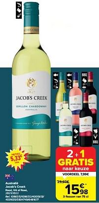 Australië jacob’s creek rood, wit of rosé, 2021-2022-Witte wijnen