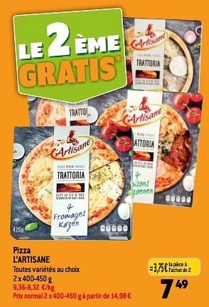 Promotions Pizza l’artisane - L'Artisane - Valide de 13/09/2023 à 19/09/2023 chez Smatch