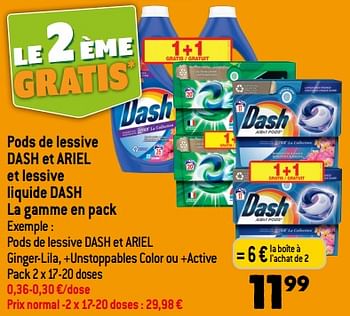 Promotions Pods de lessive dash et ariel et lessive liquide dash - Dash - Valide de 13/09/2023 à 19/09/2023 chez Smatch