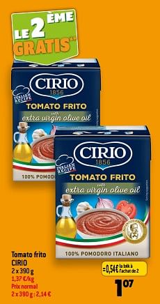 Promotions Tomato frito cirio - CIRIO - Valide de 13/09/2023 à 19/09/2023 chez Match