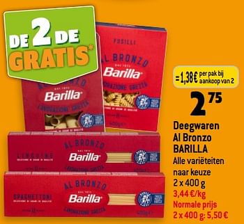 Promoties Deegwaren al bronzo barilla - Barilla - Geldig van 13/09/2023 tot 19/09/2023 bij Louis Delhaize