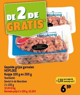Promoties Gepelde grijze garnalen heiploeg - Heiploeg - Geldig van 13/09/2023 tot 19/09/2023 bij Louis Delhaize