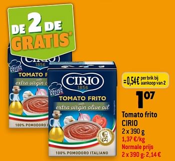 Promoties Tomato frito cirio - CIRIO - Geldig van 13/09/2023 tot 19/09/2023 bij Louis Delhaize