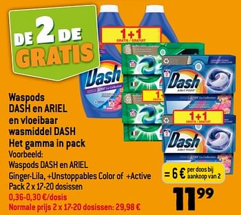 Promoties Waspods dash en ariel en vloeibaar wasmiddel dash - Dash - Geldig van 13/09/2023 tot 19/09/2023 bij Louis Delhaize