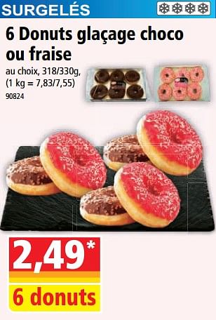 Promotions 6 donuts glaçage choco ou fraise - Produit Maison - Norma - Valide de 13/09/2023 à 19/09/2023 chez Norma