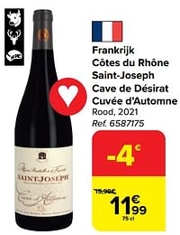 Frankrijk côtes du rhône saint-joseph cave de désirat cuvée d’automne rood, 2021-Rode wijnen