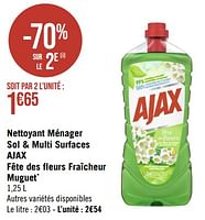 Promo Ajax nettoyant ménager sol & multi surfaces fraîcheur muguet
