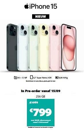 Promotions Apple iphone 15 256gb - Apple - Valide de 15/09/2023 à 01/10/2023 chez Base
