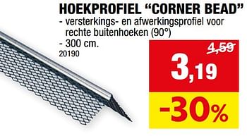 Promoties Hoekprofiel corner bead - Huismerk - Hubo  - Geldig van 13/09/2023 tot 24/09/2023 bij Hubo