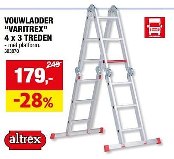 Promoties Vouwladder varitrex 4 x 3 treden - Altrex - Geldig van 13/09/2023 tot 24/09/2023 bij Hubo