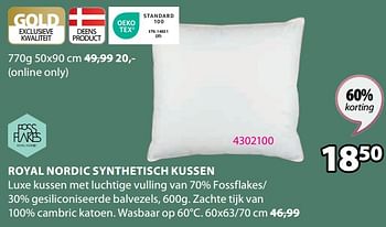 Promoties Royal nordic synthetisch kussen - Huismerk - Jysk - Geldig van 11/09/2023 tot 15/10/2023 bij Jysk