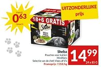 Promoties Sheba pouches voar kat ten minifilets selectie van de chef vlees of vis - Sheba - Geldig van 19/09/2023 tot 24/09/2023 bij Intermarche