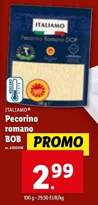 Promoties Pecorino romano bob - Italiamo - Geldig van 20/09/2023 tot 26/09/2023 bij Lidl