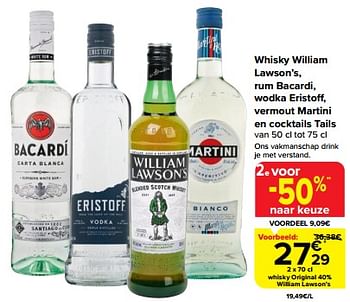 Promoties Whisky original william lawson’s - William Lawson's - Geldig van 20/09/2023 tot 26/09/2023 bij Carrefour