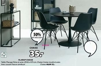 Promotions Klarup chaise - Produit Maison - Jysk - Valide de 11/09/2023 à 15/10/2023 chez Jysk