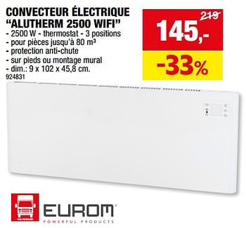 Promotions Eurom convecteur électrique alutherm 2500 wifi - Eurom - Valide de 13/09/2023 à 24/09/2023 chez Hubo