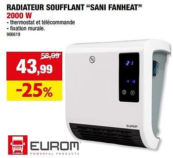 Promotions Eurom radiateur soufflant sani fanheat - Eurom - Valide de 13/09/2023 à 24/09/2023 chez Hubo