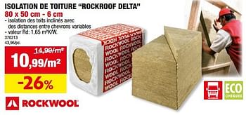 Promotions Isolation de toiture rockroof delta - Rockwool - Valide de 13/09/2023 à 24/09/2023 chez Hubo