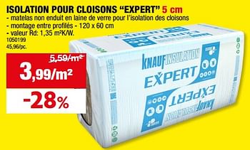 Promoties Isolation pour cloisons expert - Knauf - Geldig van 13/09/2023 tot 24/09/2023 bij Hubo