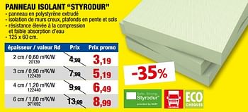 Promotions Panneau isolant styrodur - Styrodur - Valide de 13/09/2023 à 24/09/2023 chez Hubo