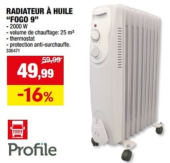 Promotions Radiateur à huile fogo 9 - Profile - Valide de 13/09/2023 à 24/09/2023 chez Hubo