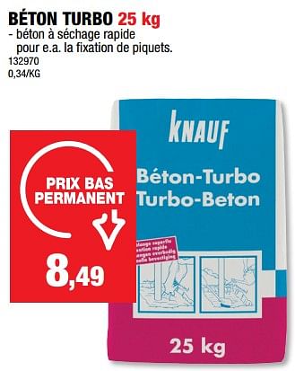 Promotions Béton turbo - Knauf - Valide de 13/09/2023 à 24/09/2023 chez Hubo