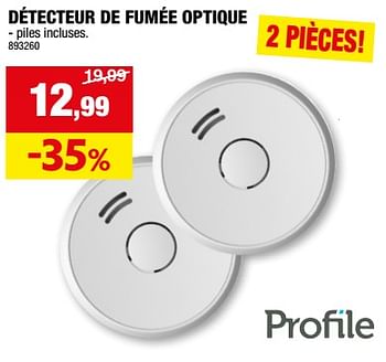 Promotions Détecteur de fumée optique - Profile - Valide de 13/09/2023 à 24/09/2023 chez Hubo