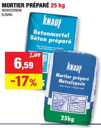 Promotions Mortier préparé - Knauf - Valide de 13/09/2023 à 24/09/2023 chez Hubo