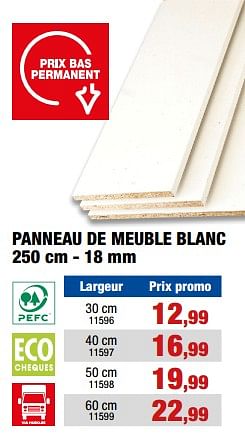 Promotions Panneau de meuble blanc - Produit maison - Hubo  - Valide de 13/09/2023 à 24/09/2023 chez Hubo