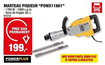 Promotions Powerplus marteau piqueur powx11861 - Powerplus - Valide de 13/09/2023 à 24/09/2023 chez Hubo