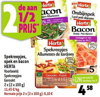 Promoties Spekreepjes, spek en bacon herta - Herta - Geldig van 20/09/2023 tot 26/09/2023 bij Smatch