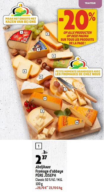 Promoties Abdijkaas fromage d’abbaye père joseph - Père Joseph - Geldig van 20/09/2023 tot 26/09/2023 bij Match