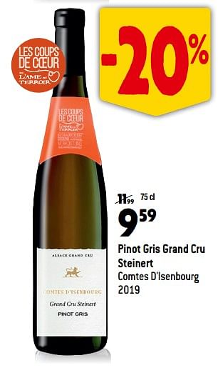 Promoties Pinot gris grand cru steinert comtes d`isenbourg 2019 - Witte wijnen - Geldig van 13/09/2023 tot 10/10/2023 bij Match