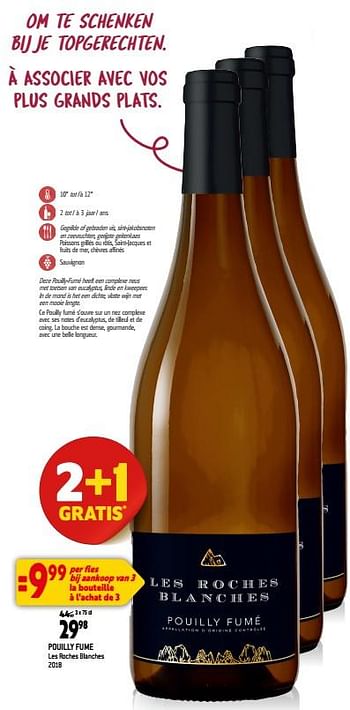 Promoties Pouilly fume les roches blanches 2018 - Witte wijnen - Geldig van 13/09/2023 tot 10/10/2023 bij Match