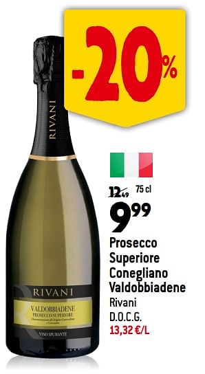 Promoties Prosecco superiore conegliano valdobbiadene rivani d.o.c.g. - Schuimwijnen - Geldig van 13/09/2023 tot 10/10/2023 bij Match