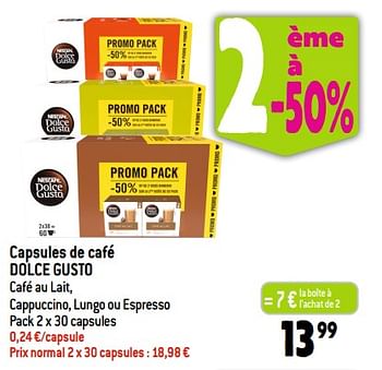 Promotions Capsules de café dolce gusto - Nescafe - Valide de 20/09/2023 à 26/09/2023 chez Smatch