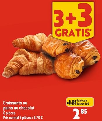 Promotions Croissants ou pains au chocolat - Produit Maison - Smatch - Valide de 20/09/2023 à 26/09/2023 chez Smatch