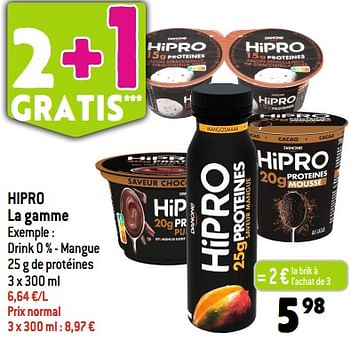 Promotions Hipro drink 0 % - mangue - Danone - Valide de 20/09/2023 à 26/09/2023 chez Smatch