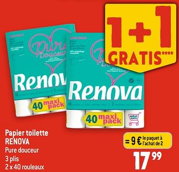 Promotions Papier toilette renova - Renova - Valide de 20/09/2023 à 26/09/2023 chez Smatch