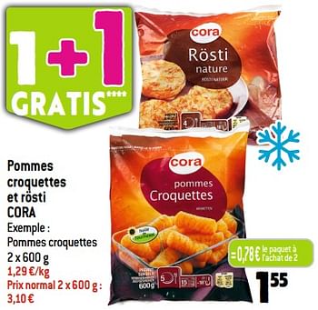 Promotions Pommes croquettes et rösti cora - Produit Maison - Smatch - Valide de 20/09/2023 à 26/09/2023 chez Smatch