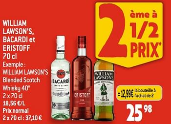 Promotions William lawson’s blended scotch whisky 40° - William Lawson's - Valide de 20/09/2023 à 26/09/2023 chez Smatch