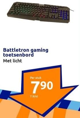 Promoties Battletron gaming toetsenbord - Battletron - Geldig van 20/09/2023 tot 26/09/2023 bij Action