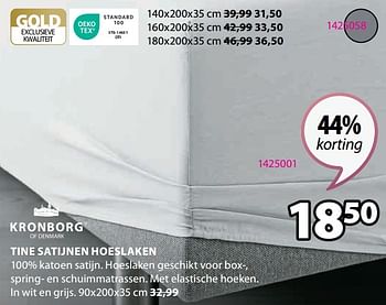 Promoties Tine satijnen hoeslaken - Kronborg - Geldig van 18/09/2023 tot 15/10/2023 bij Jysk