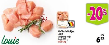 Promoties Kipfilet in blokjes louis - Louis - Geldig van 20/09/2023 tot 26/09/2023 bij Louis Delhaize