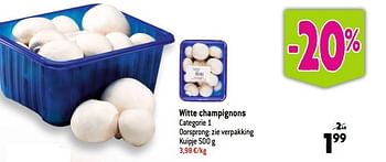 Promoties Witte champignons - Huismerk - Louis Delhaize - Geldig van 20/09/2023 tot 26/09/2023 bij Louis Delhaize
