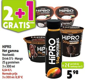 Promoties Hipro drink 0 % - mango - Danone - Geldig van 20/09/2023 tot 26/09/2023 bij Louis Delhaize