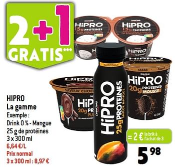 Promotions Hipro drink 0 % - mangue - Danone - Valide de 20/09/2023 à 26/09/2023 chez Louis Delhaize