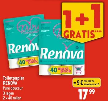 Promoties Toiletpapier renova - Renova - Geldig van 20/09/2023 tot 26/09/2023 bij Louis Delhaize