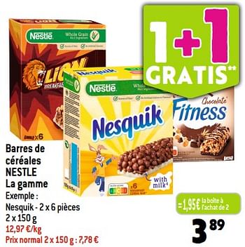 Promotions Barres de céréales nestle - Nestlé - Valide de 20/09/2023 à 26/09/2023 chez Louis Delhaize